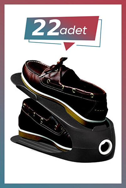 KuzenHome Kaliteli Ayakkabı Rampası 22 Adet Siyah - Ayakkabı Düzenleyici Ayak...