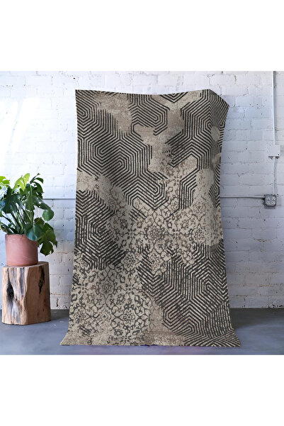 Rugs Modern Halı Mira Bej Gri Ton Geleneksel Motifli Çizgi Desen Vintage Deko...