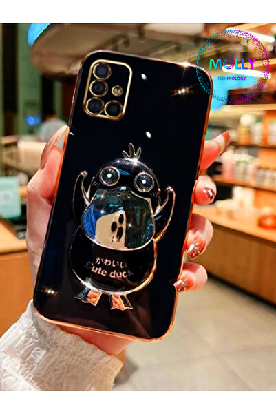 Molly Technology Samsung Galaxy A71 İçin Siyah Sevimli Ördek Standlı Kenarlar...