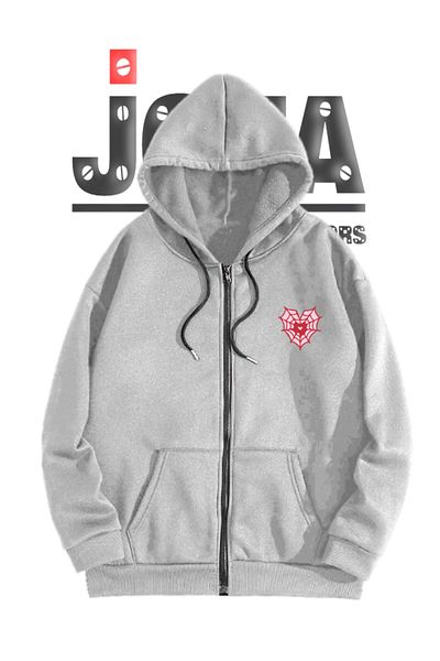 Joza Outdoors Unisex Spiderman Web Heart 3 νήματα με φερμουάρ Φούτερ με κουκούλα Fleece Jacket Cardigan Lover Combination