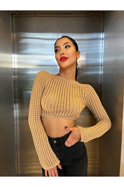 MST CLOTHİNG Διάτρητο Πλεκτό Κροπ Πουλόβερ