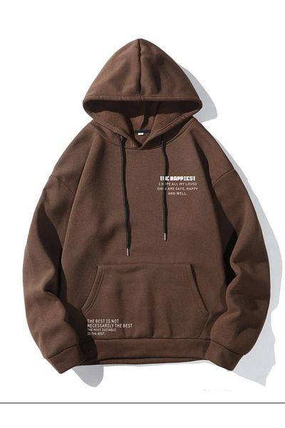 MOONBULL Unisex HAPPIEST printed hooded oversize sweatshirt