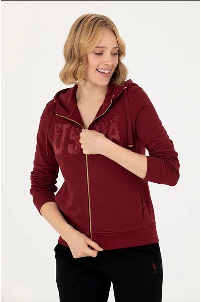 U.S. Polo Assn. Γυναικείο φούτερ με κουκούλα μπορντό Basic G082SZ082.000. 1677766 .VR014