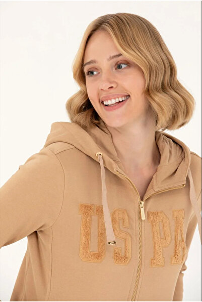 U.S. Polo Assn. Γυναικείο φούτερ με κουκούλα από άμμο Basic G082SZ082.000.1677766.VR085