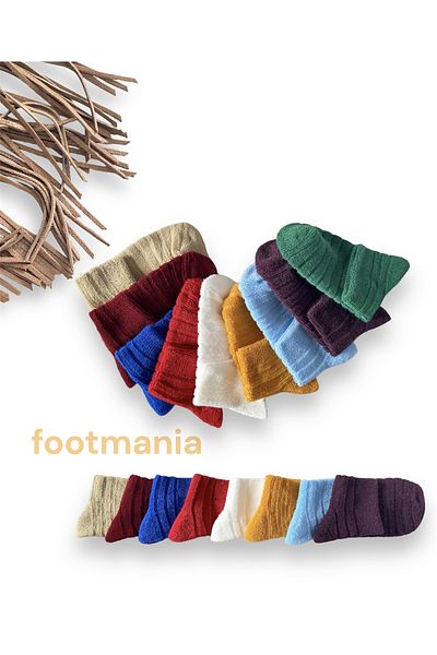 footmania Комплект от 5 чифта дамски чорапи с обратна хавлиена прежда, 5 цвята