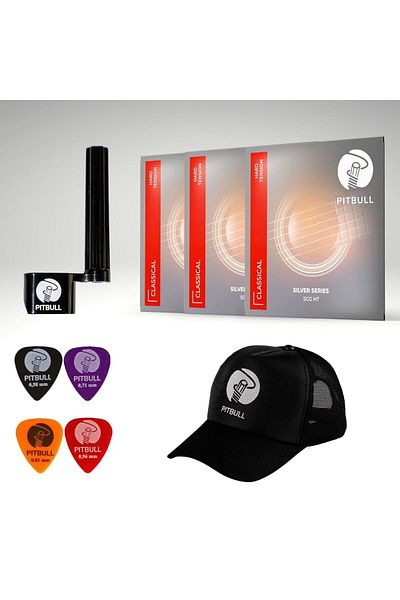 PİTBULL Guitar String Set - Silver Series Classic Guitar String Hard Tension 3 Piece Set