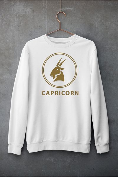Raf Coll Unisex Oversize Crew Neck Capricorn Zodiac Digital printed φούτερ με δύο νήματα εσωτερικά ράστερ