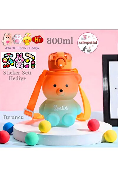 Salsepetial Ayıcık Su Matarası Ayıcıklı Suluk Figürlü Su Şişesi Ayıcık Matara...