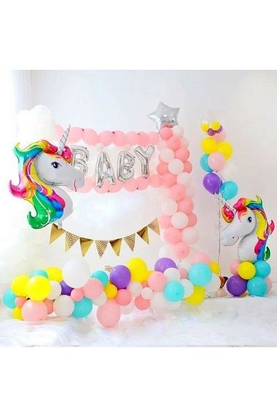Bkmc Unicorn Birthday Party Set Birthday Ornament Balloon Chain