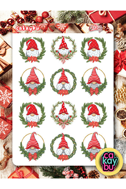 cakaybu Set de autocolante cu gnomi de Crăciun Fericit (de Anul Nou) 1 foaie ...