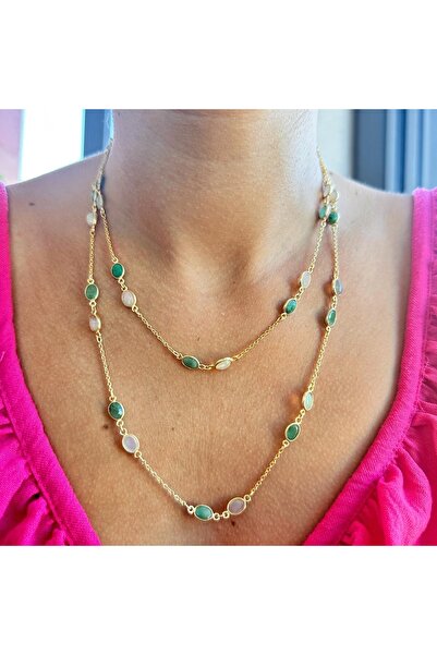 MELYS JEWEL Zümrüt Opal Gümüş Zincir Kolye