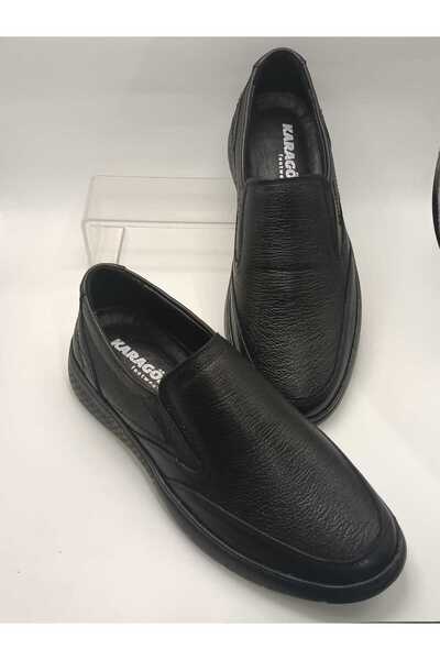 only my store Men's Winter 100% Leather Black Classic Dad Shoes with winter stitched soles