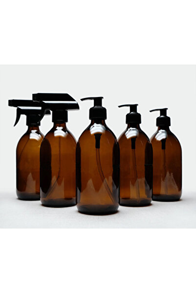 Sampex 500ML Amber Cam Sıvı Sabunluk ve Sprey Şişe( 5 Adet )
