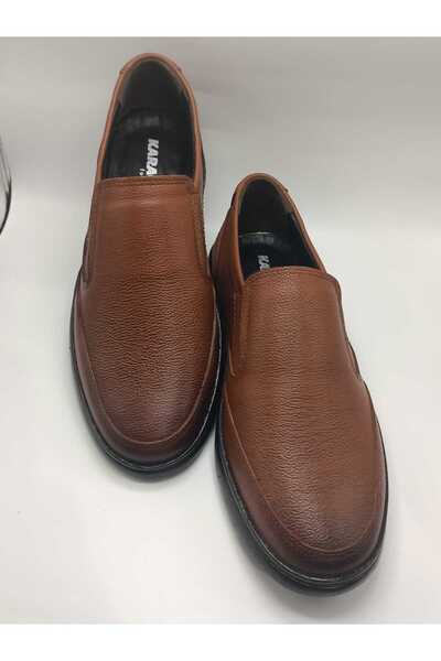 only my store Men's Winter 100% Leather Tan Classic Dad Shoes winter stitched sole ORTHAPEDIC