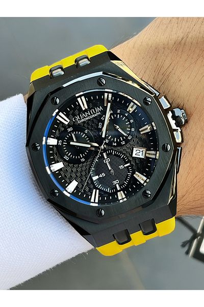 Quantum Functions Active 10 Atm Waterproof Silicone Cord Steel Case Men's Wristwatch