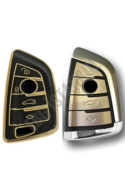EBG İSTANBUL غطاء حماية لجهاز التحكم عن بعد لمفتاح السيارة من النوع الأسود والذهبي من سلسلة Bmw F G من النوع 4