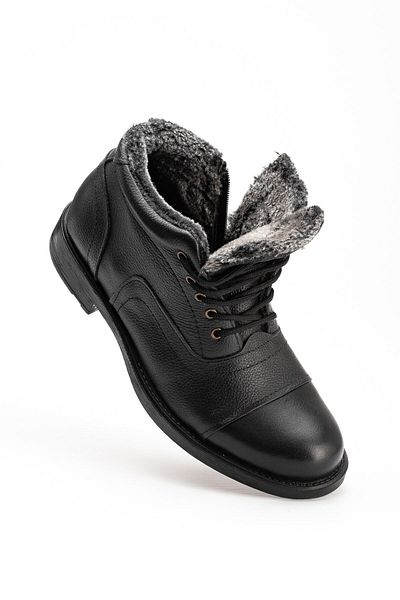Wallerjon Pirlomen Sc01 Genuine Leather and Fur Winter Men's Boots