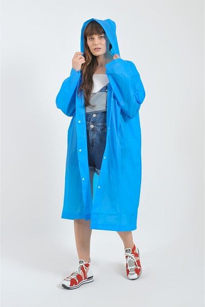 SARFEX Unisex Blue Water Windproof Raincoat Hooded