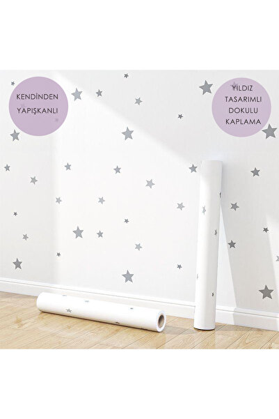 TechnoSmart Kendinden Yapışkanlı Yıldız Görünümlü Duvar Kağıdı Çocuk Odası Kaplama Dolap