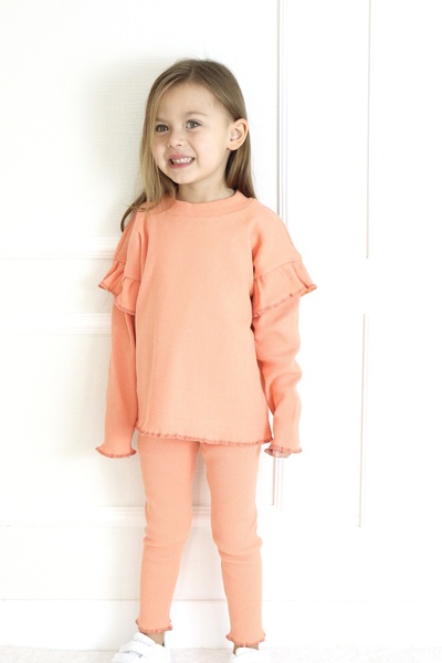 le petit sole Girl's Ruffle Sleeve Detailed Bottom-Top Set