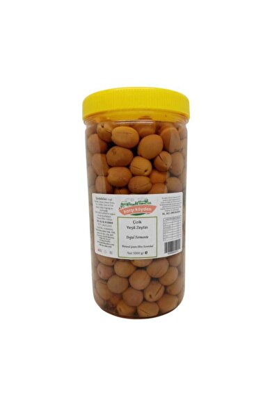Karşı Köyden Doğal Salamura Çizik Yeşil Zeytin (1000gr - Pet Kavanoz)