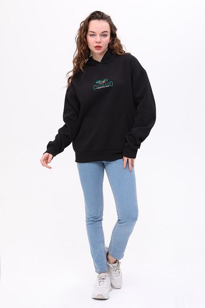 JFlinn Hanorac cu glugă unisex oversize cu broderie Colorado