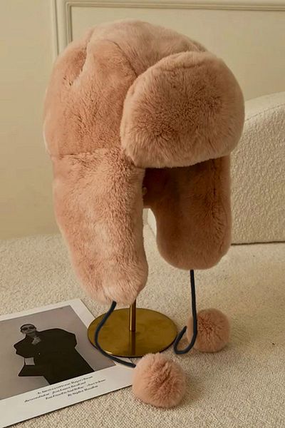 BAHELS Καπέλο Beanie με βελούδινα αυτιά Camel