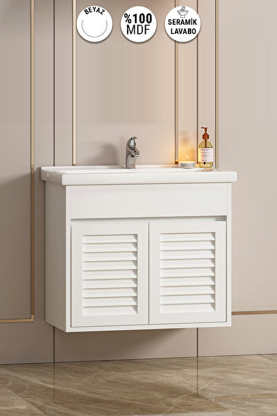 ÖZCEDEN Çuha Banyo Alt Dolap 65 Cm Panjur Balon Kapak