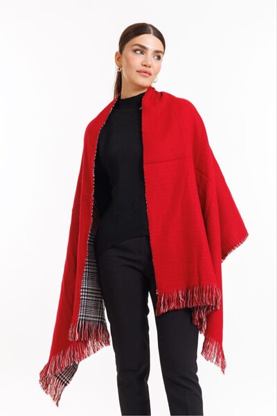 MESCHAIN Double Sided Plaid Wool Shoulder Shawl - 70x190cm - Winter Shawl