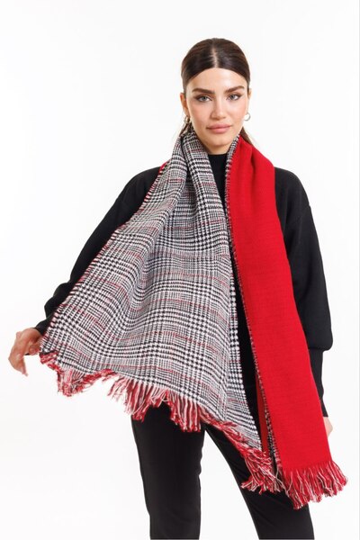 MESCHAIN Double Sided Plaid Wool Shoulder Shawl - 70x190cm - Winter Shawl