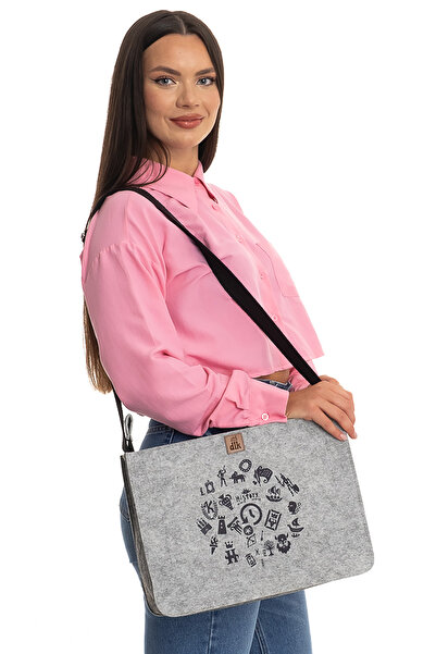 dilekolay Orta Boy Ayarlanabilir Saplı Baskılı Keçe Çanta - Öğretmen Serisi -...