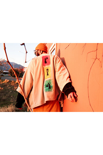 melongeneco Oversize Geniş Kol Handmade Polar Colorkadym Kimono Hırka