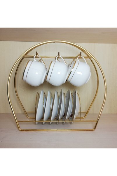 DECOBE Cup Set Stand Cup Hanger Oval Gold Color Stylish and Organized Appearance