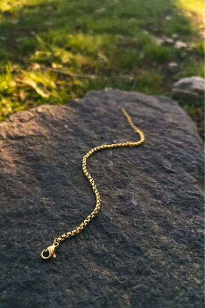 The Collection Unisex Knitted Albanian Chain Tarnish Resistant Gold Steel Bracelet