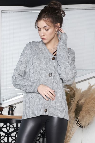 AVORWE Hair Knitted Patterned Front Buttoned Knitwear Cardigan