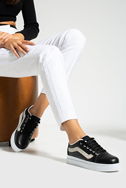 SNDUS Women's Black White Sneaker Shoes