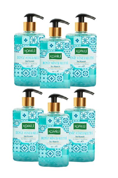 Komili Premium Sea Minerals Liquid Soap - Fresh Scented - 6 X 400 ML