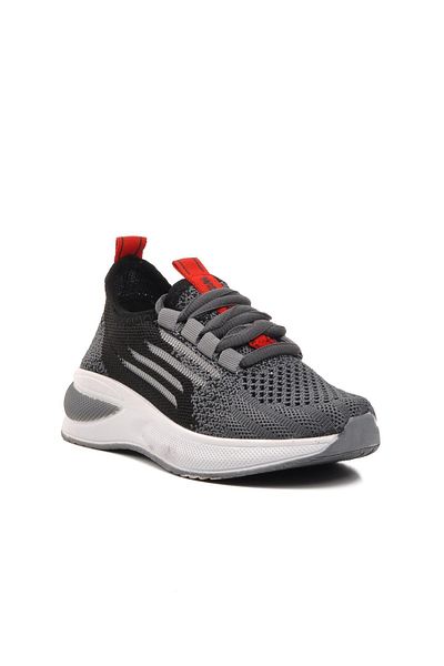 WALKWAY Ravello-P Children's Sports Shoes - Smoke, Black, Red, Ornamental Laces and Mesh