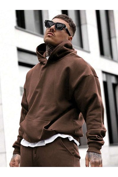 Mad&Calf Ανδρικό φούτερ με κουκούλα Basic Basic Oversize