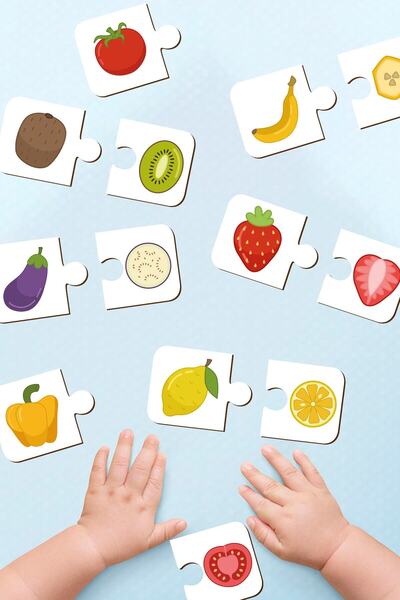 Enjoymydesign لعبة مطابقة ألغاز خشبية مكونة من قطعتين لمرحلة ما قبل المدرسة ل...