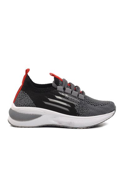 WALKWAY Ravello-P Children's Sports Shoes - Smoke, Black, Red, Ornamental Laces and Mesh