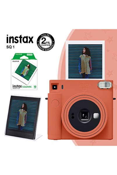 Fujifilm Instax SQ1 Terracotta Turuncu Fotoğraf Makinesi 10lu Kare Film ve Pl...
