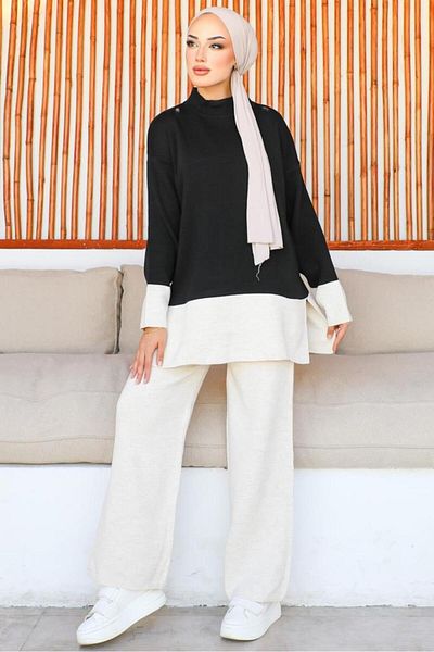 benguen 23001 Costum Tricotaj Negru