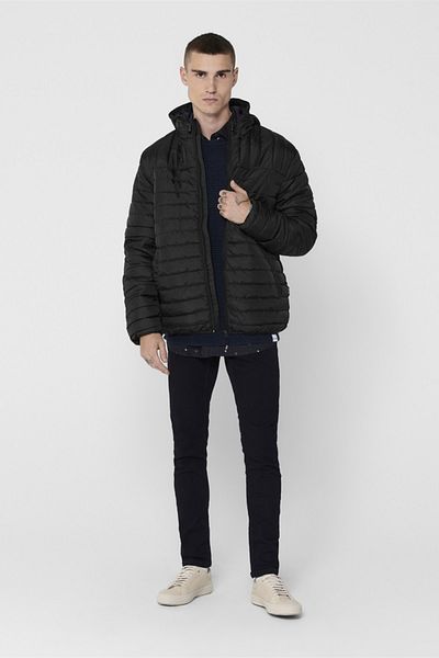Only & Sons Ανδρικό παλτό με κουκούλα Paul Quilted 22015121-blk