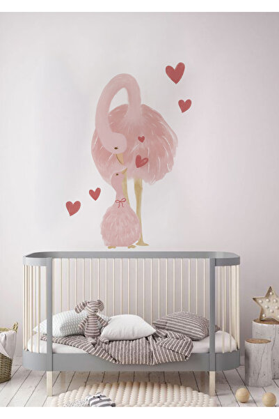 WALLHUMAN Αυτοκόλλητο τοίχου για παιδικό δωμάτιο Pink Flamingo