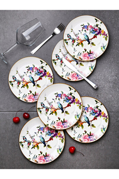 Keskinbıçak Seramik Pasta Tabağı 6 Lı Flore Model