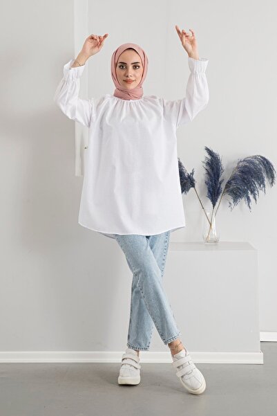 CNG MODA Πουκάμισο τουνίκ από ποπλίνα με μανίκια