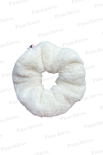 Punchiess Scrunchie alb de pluș pentru accesorii de păr (1 buc)