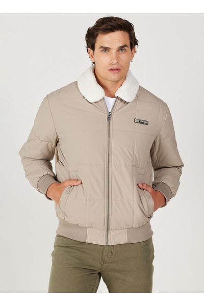 WRANGLER Regular Fit Beige Men's Jacket W232228614 Bomber Jacket