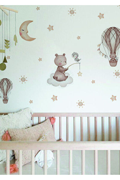 WALLHUMAN Autocolant de perete pentru camera copiilor Teddy Bear Joy